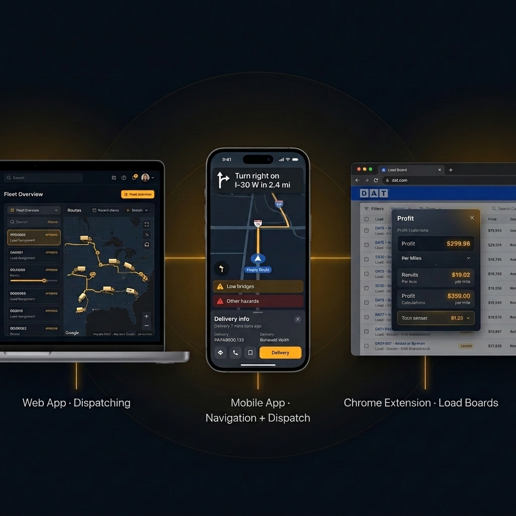 SureMile on three platforms — Web App, Mobile App, Chrome Extension